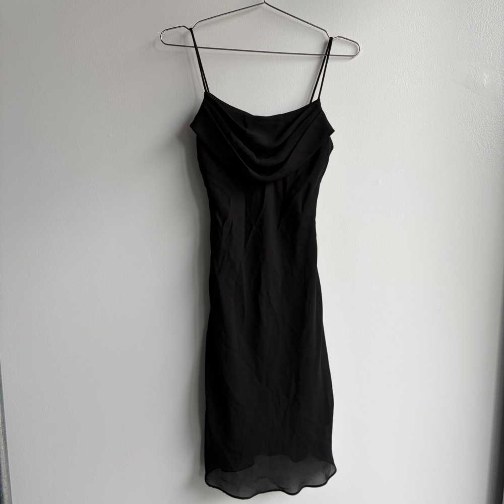 Jump Apparel Co. Wendye Chaitin Black Cowl Neck Slip Dress Size 5/6 Vintage